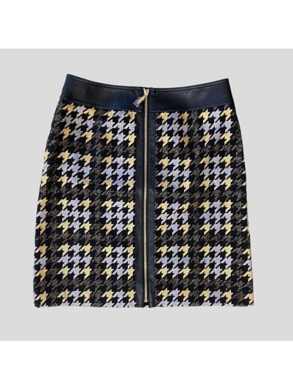J McLaughlin NWT Mini Plaid Metallic Thread Skirt 6 Preppy Old Money Cyberpunk - Picture 3 of 10